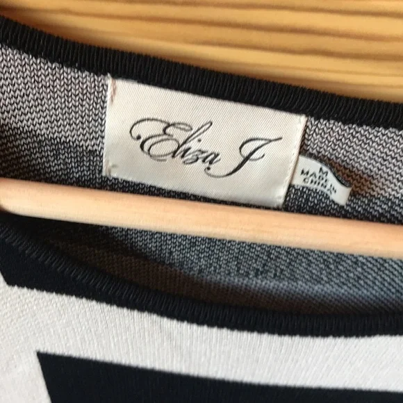 Eliza J Black and White Striped Dress Size Medium - Picture 3 of 8